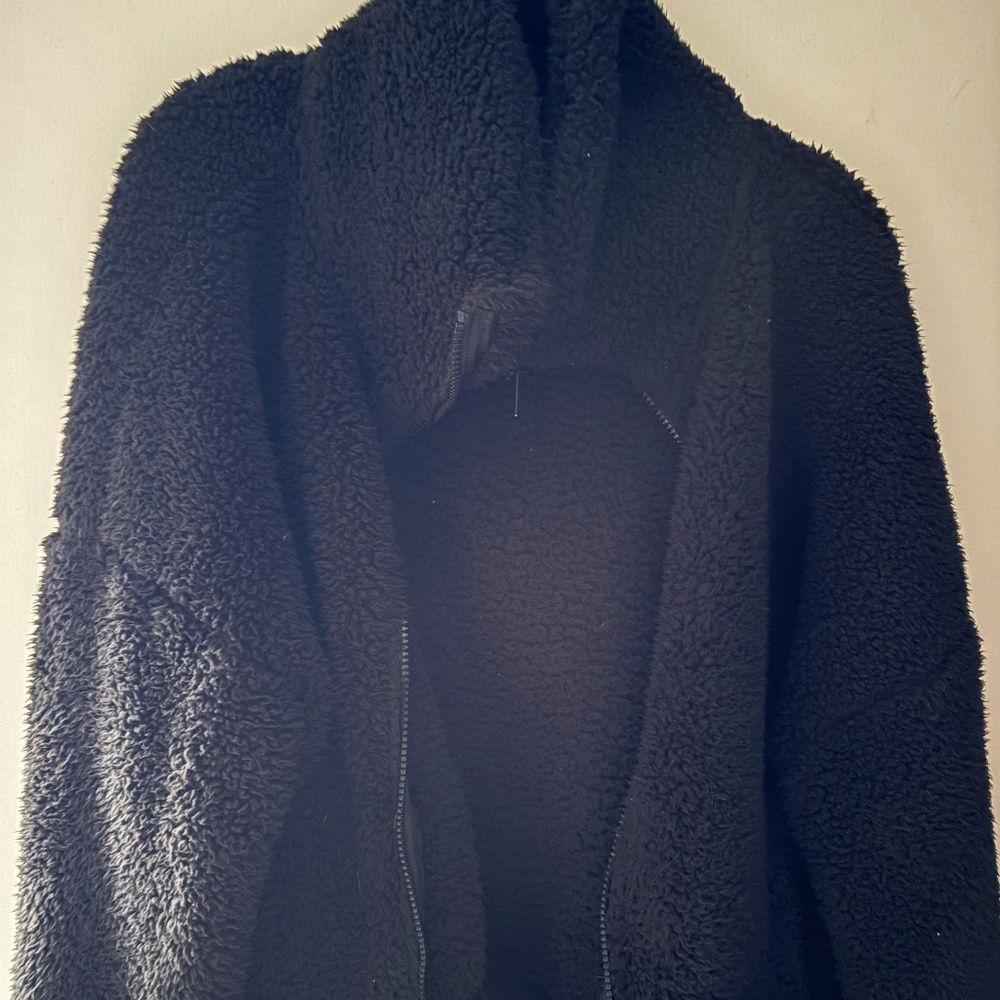 American Eagle Black Sherpa Full Zip  Jacket